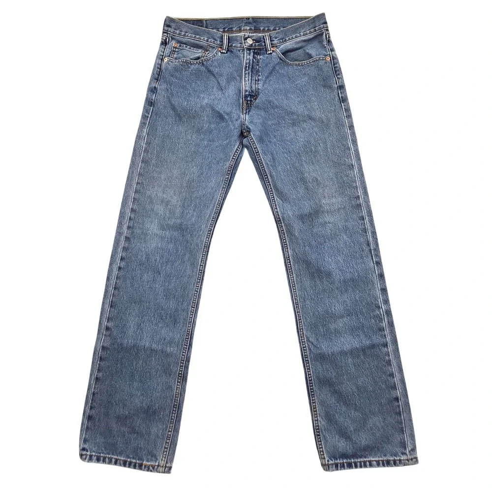 Levis 505 Regular‎ Fit Straight Leg Jeans Blue Dark Wash Denim Mens 34x34
